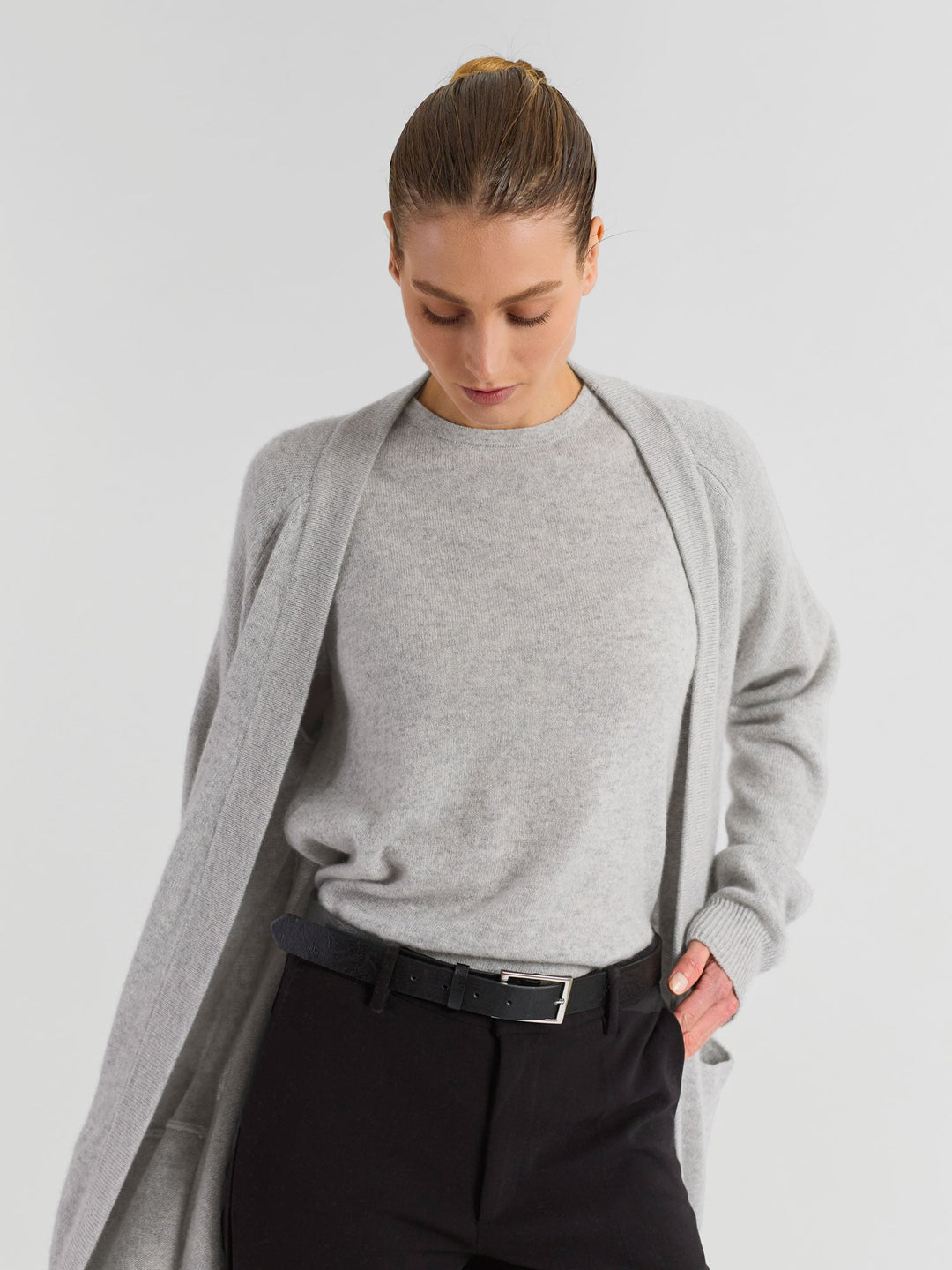 Cashmere cardigan "Solveig" - light grey - 100% pure Cashmere - Scandinavian design - Kashmina of Norway