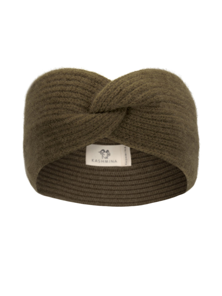 Cashmere head band Freya in 100% cashmere. Color: Hunter (dark green). Scandinavian design from Kashmina