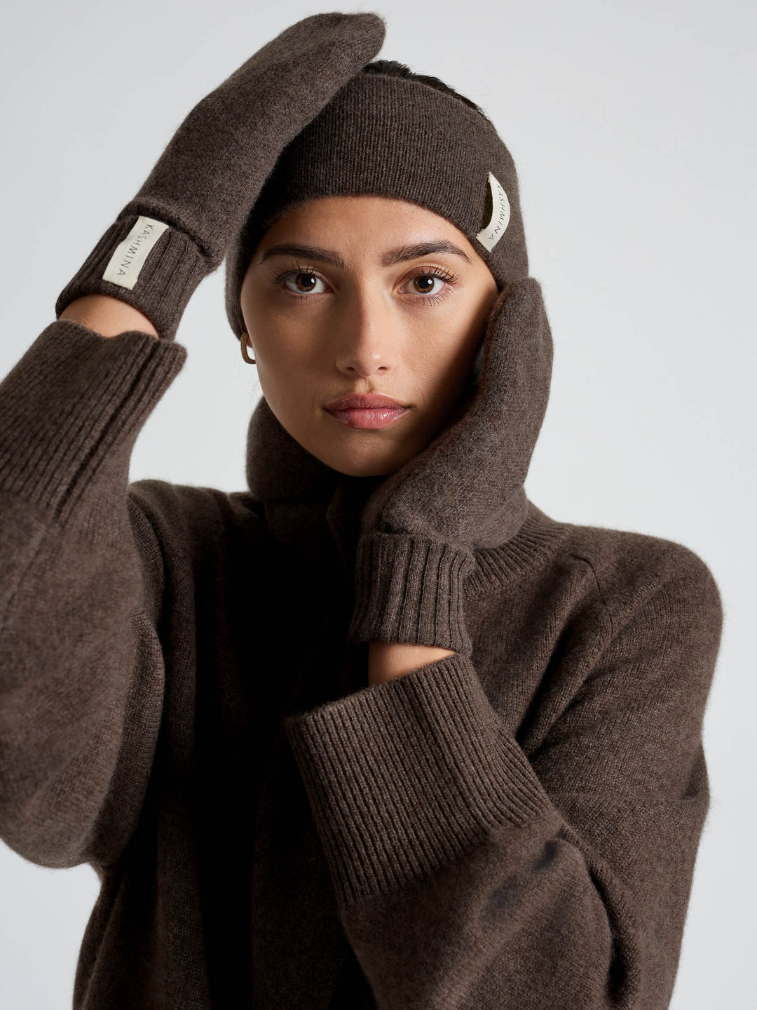 Cashmere headband "Tiril" - Dark brown