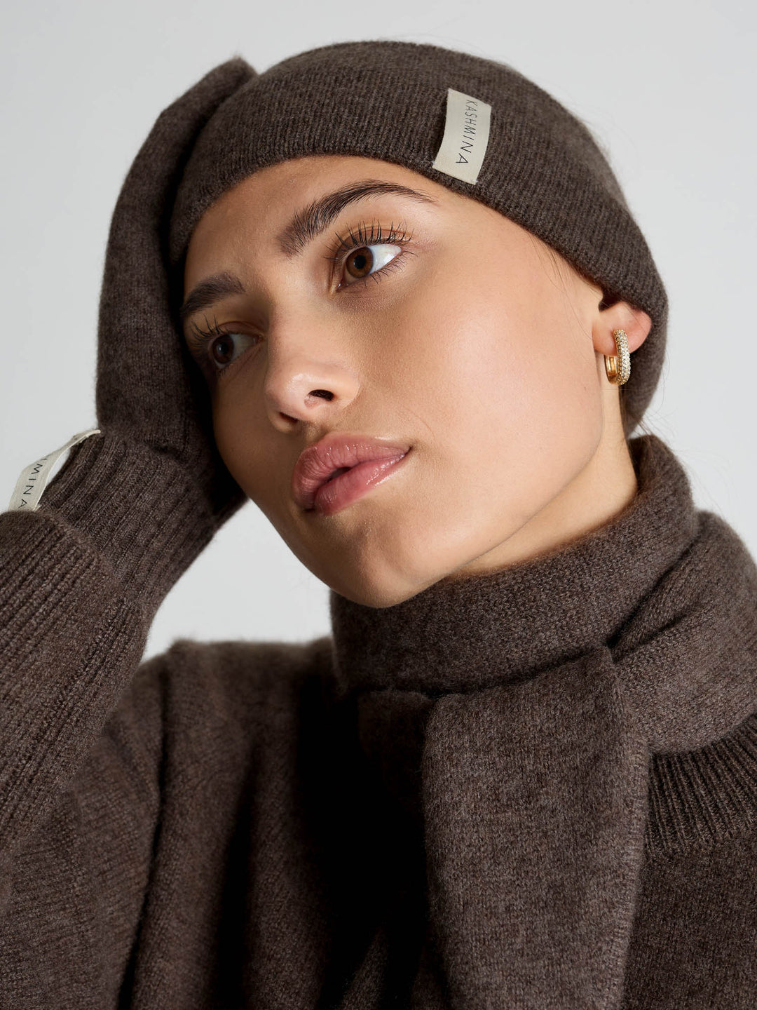 Cashmere headband "Tiril" - Dark brown