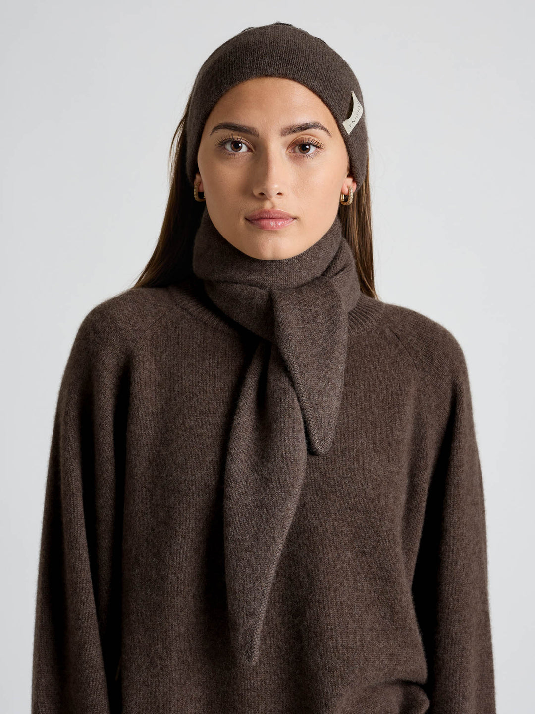 Cashmere headband "Tiril" - Dark brown