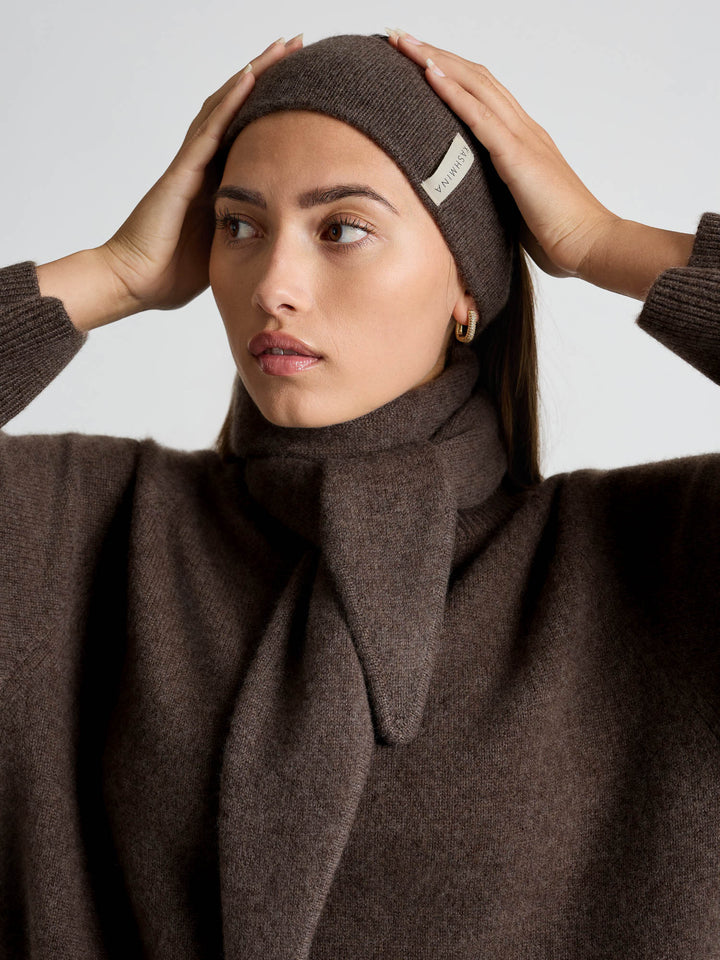 Cashmere headband "Tiril" - Dark brown