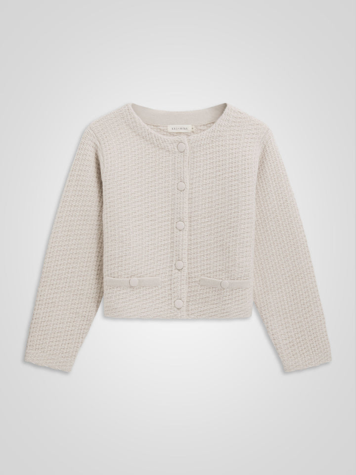 Cashmere jacket "Luna" in 100% cashmere. Scandinavian design by Kashmina. Color: Cream.