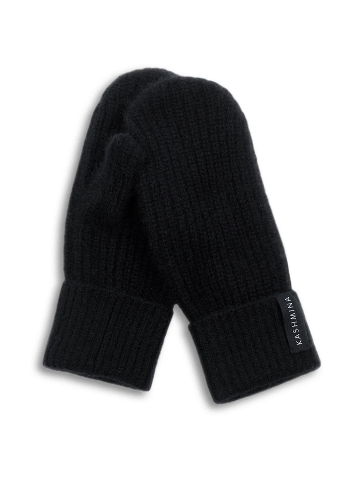Cashmere thumb mittens "Elva" - Black - 100% pure Cashmere - Scandinavian design - Kashmina of Norway