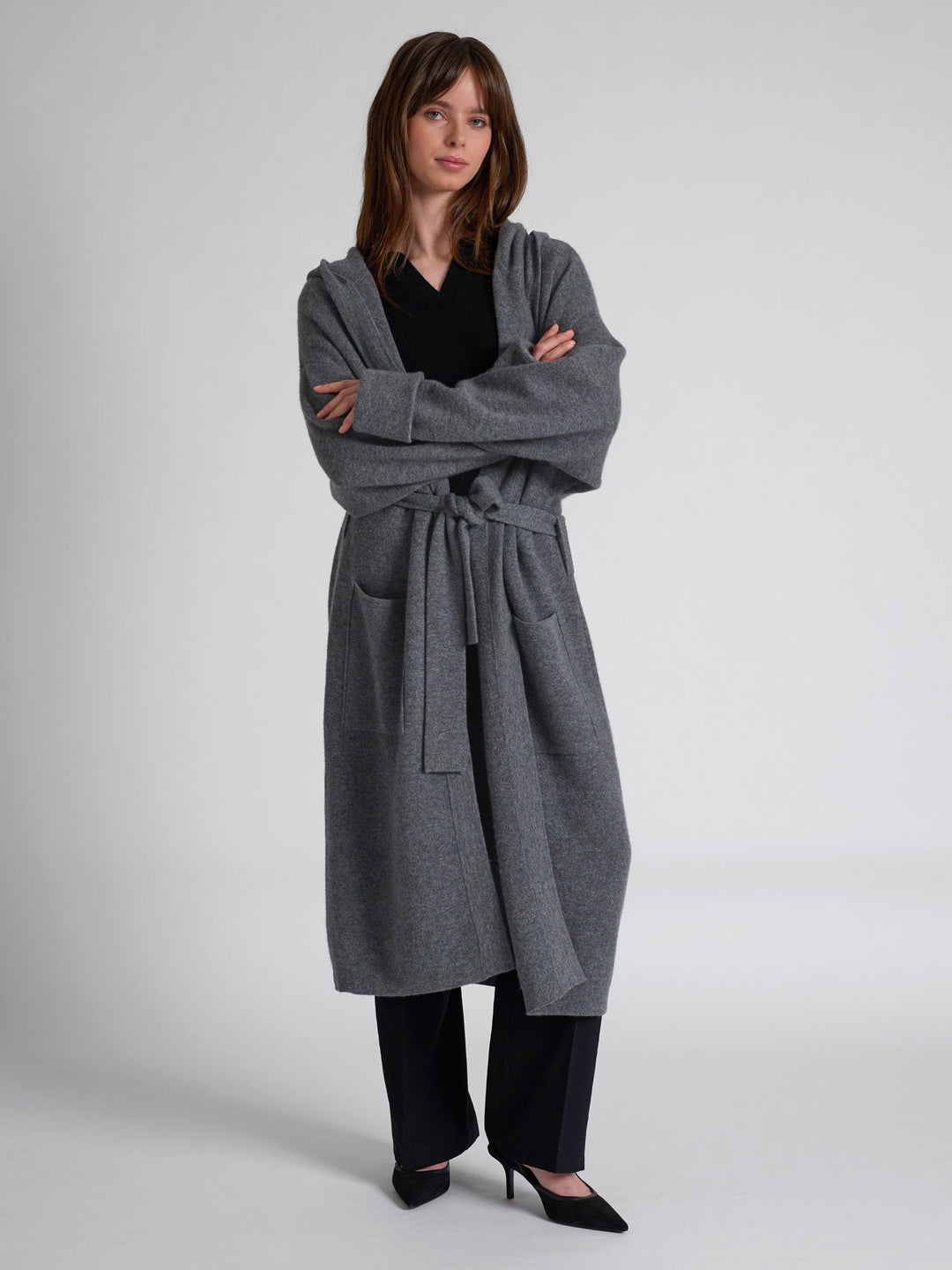 Cashmere coat "Nora" - dark grey - 100% pure Cashmere - Scandinavian design - Kashmina of Norway