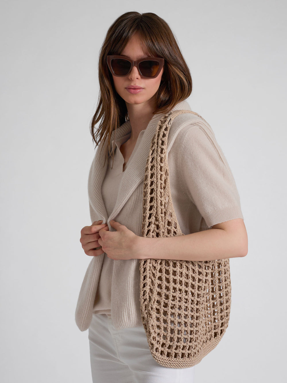 Cashmere piquet "Rikke" in 100% pure cashmere. Scandinavian design by Kashmina. Color: Cream.