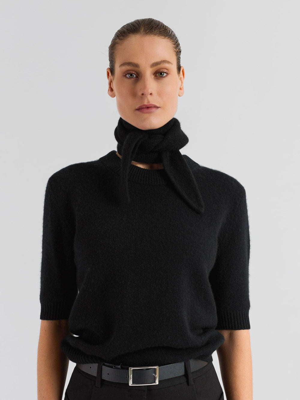 Cashmere mini scarf "Alfie" - Black - 100% pure Cashmere - Scandinavian design - Kashmina of Norway