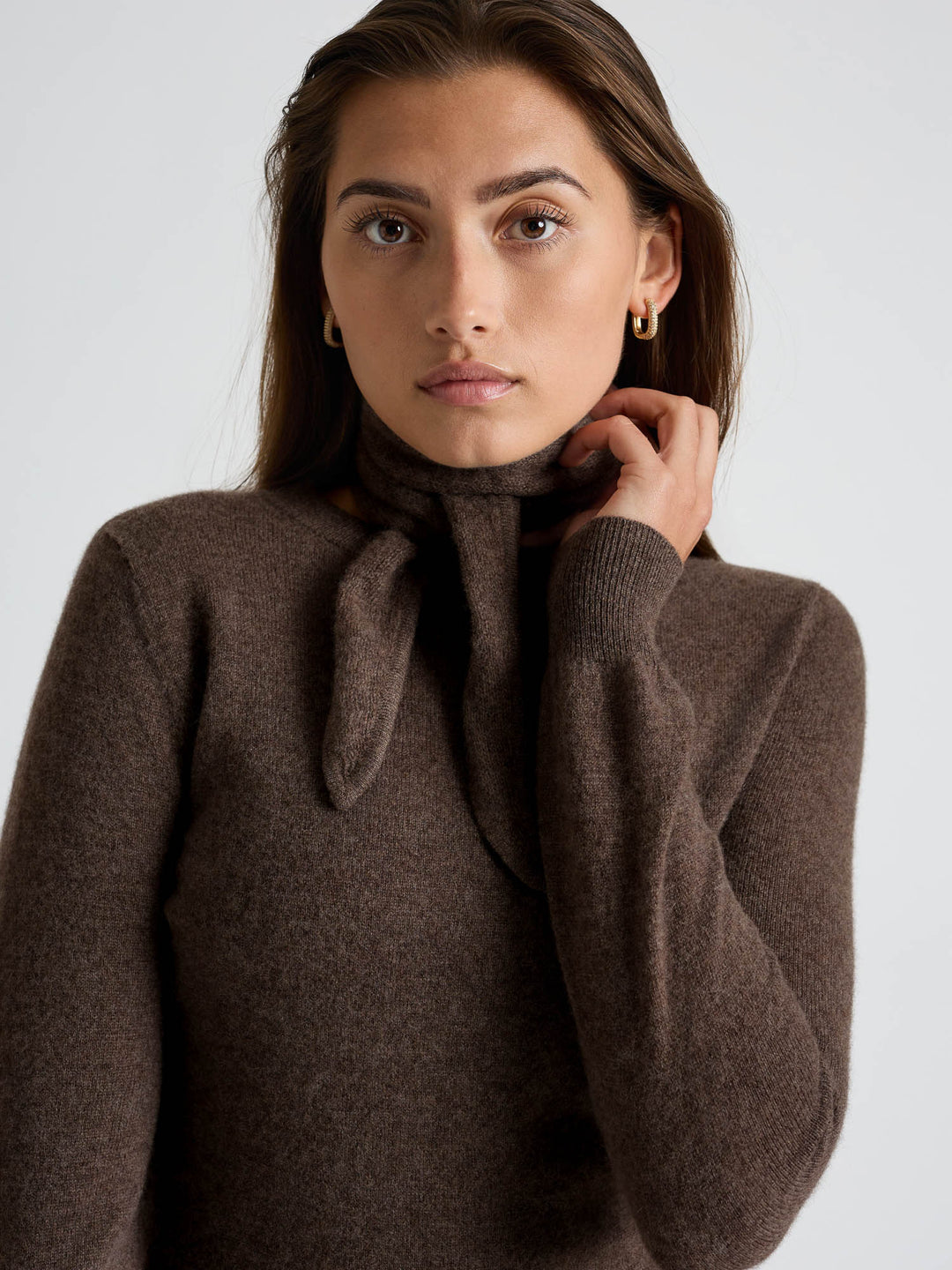 Cashmere mini scarf "Alfine" - Dark brown