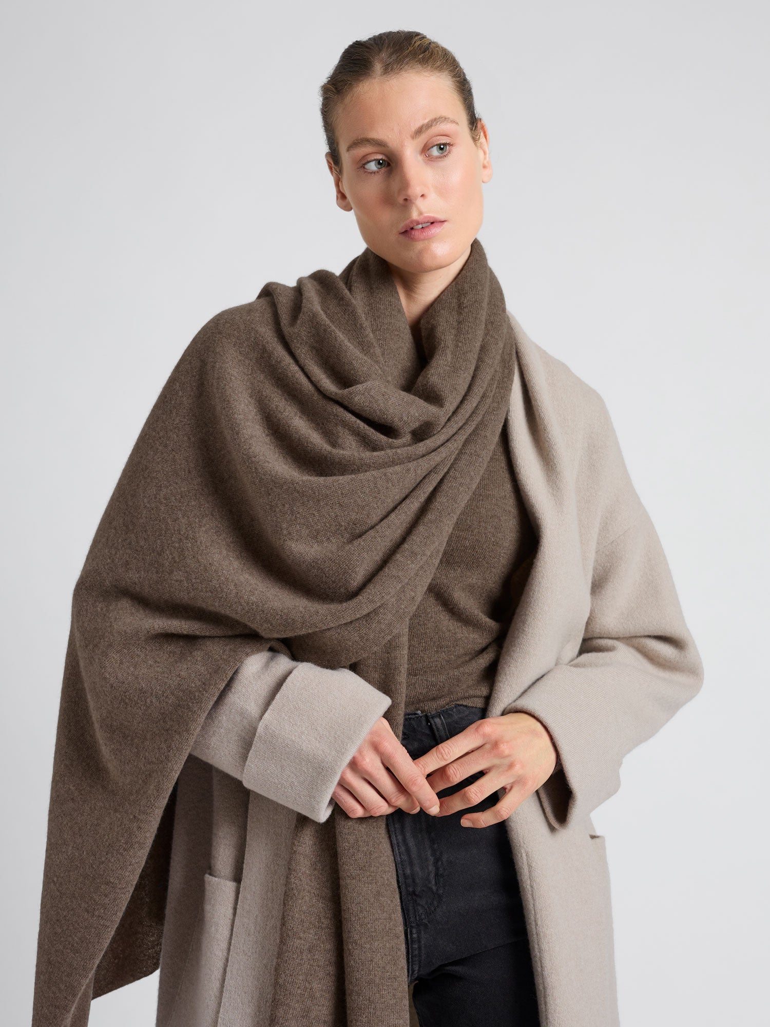 MOONCASTLE CASHMERE SCARF ブラウン MOONCASTLE（ムーンキャッスル）CASHMERE LONG SCARF - ZABOU