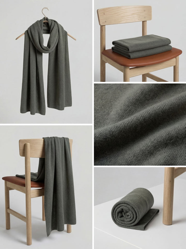 Cashmere scarf "Signature" - Eucalyptus - 100% pure Cashmere - Scandinavian design - Kashmina of Norway