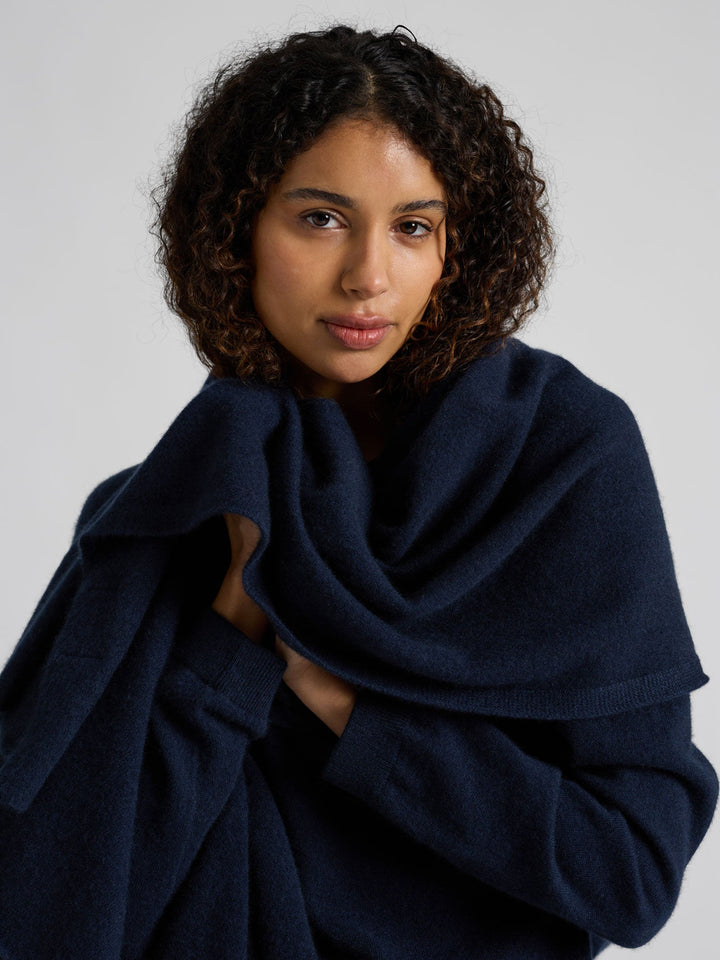 Cashmere scarf "Signature" - Navy - 100% pure Cashmere - Scandinavian design - Kashmina