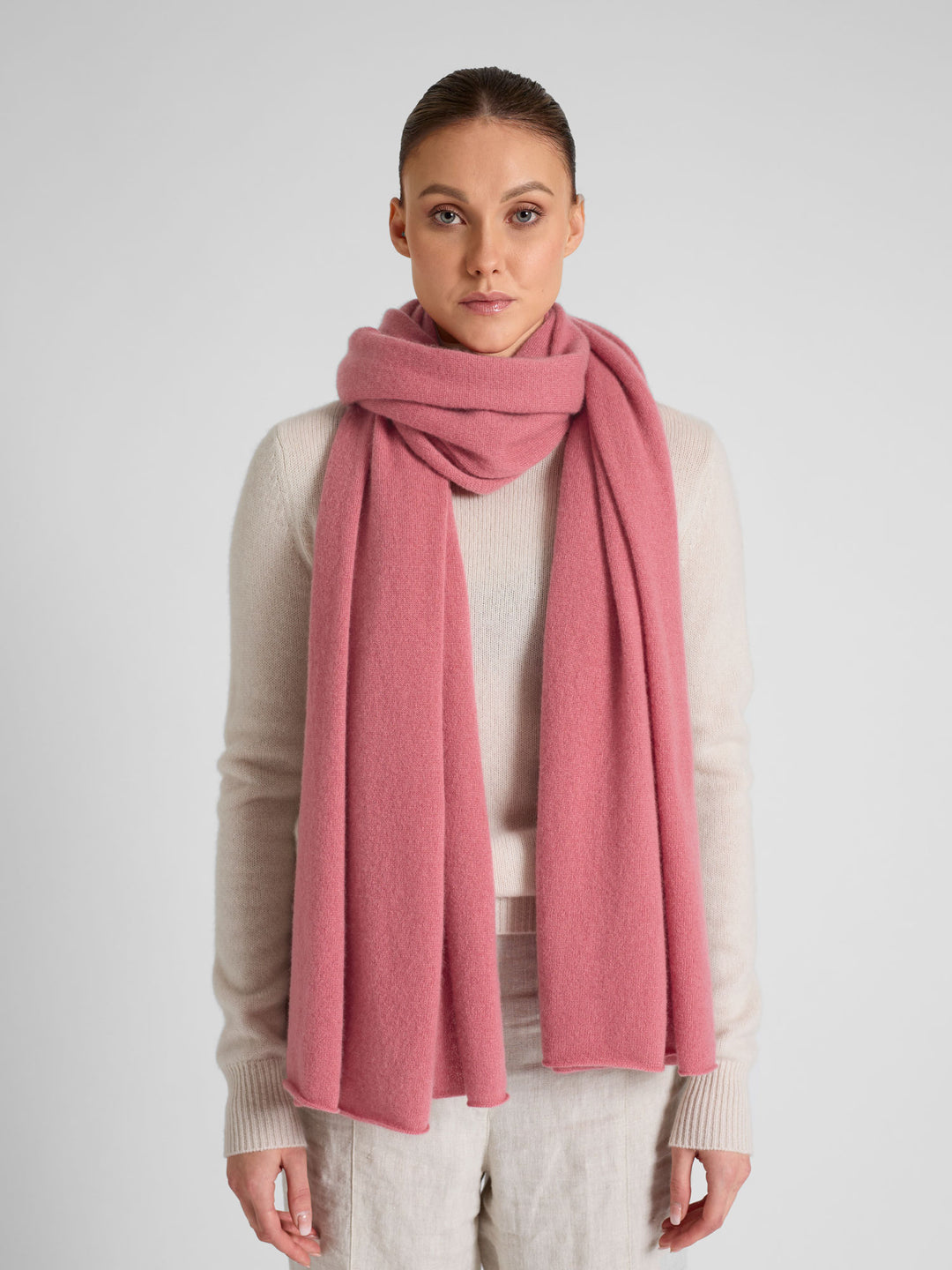 Cashmere Scarf Pink Grey Scarf Plaid Cashmere Scarf Mongolian