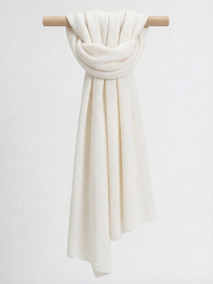 Cashmere scarf "Signature" - white - 100% pure Cashmere - Scandinavian design - Kashmina of Norway