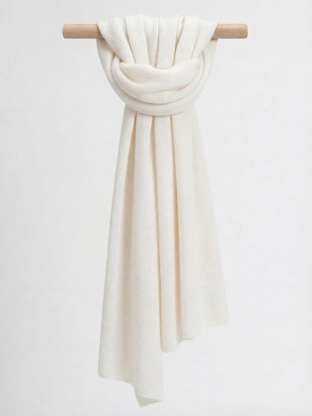 小物 22SS WHITE CASHMERE HERRINGSBONE SCARF cashmere-scarf-signature-stick