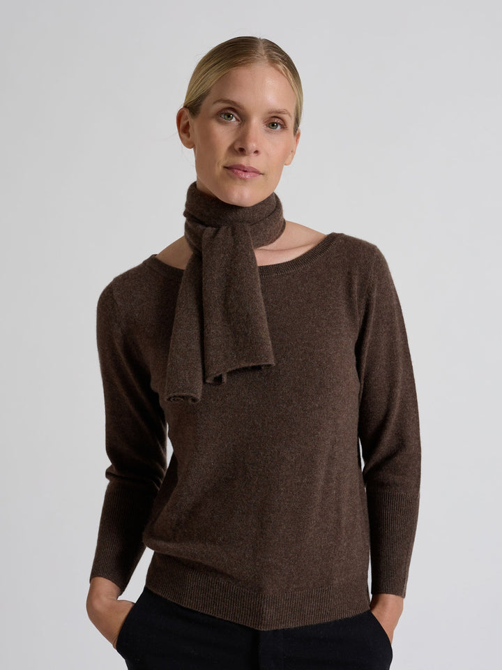 Mini scarf "Softy" - Dark brown - 100% pure Cashmere - Scandinavian design - Kashmina of Norway