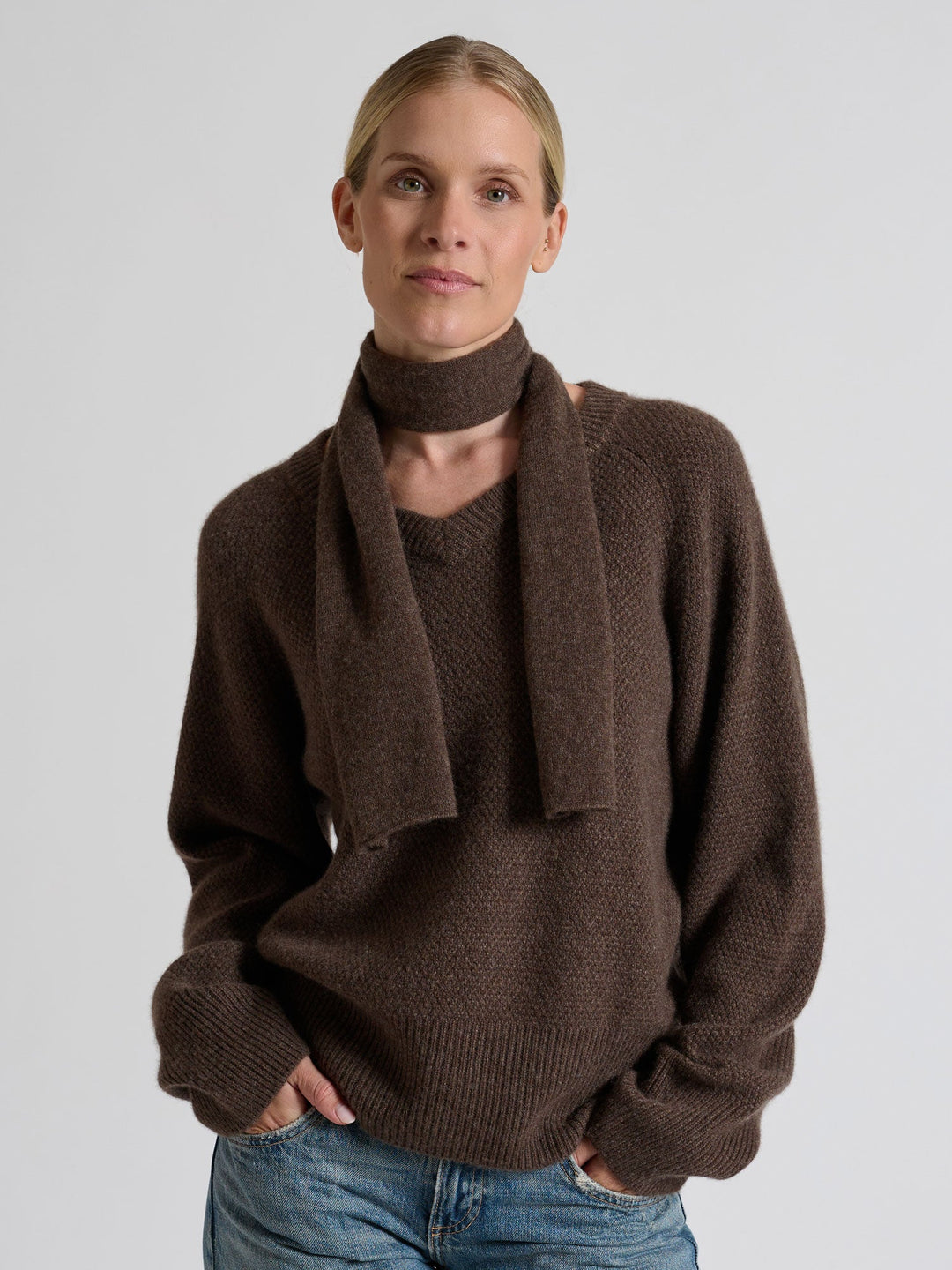 Mini scarf "Softy" - Dark brown - 100% pure Cashmere - Scandinavian design - Kashmina of Norway