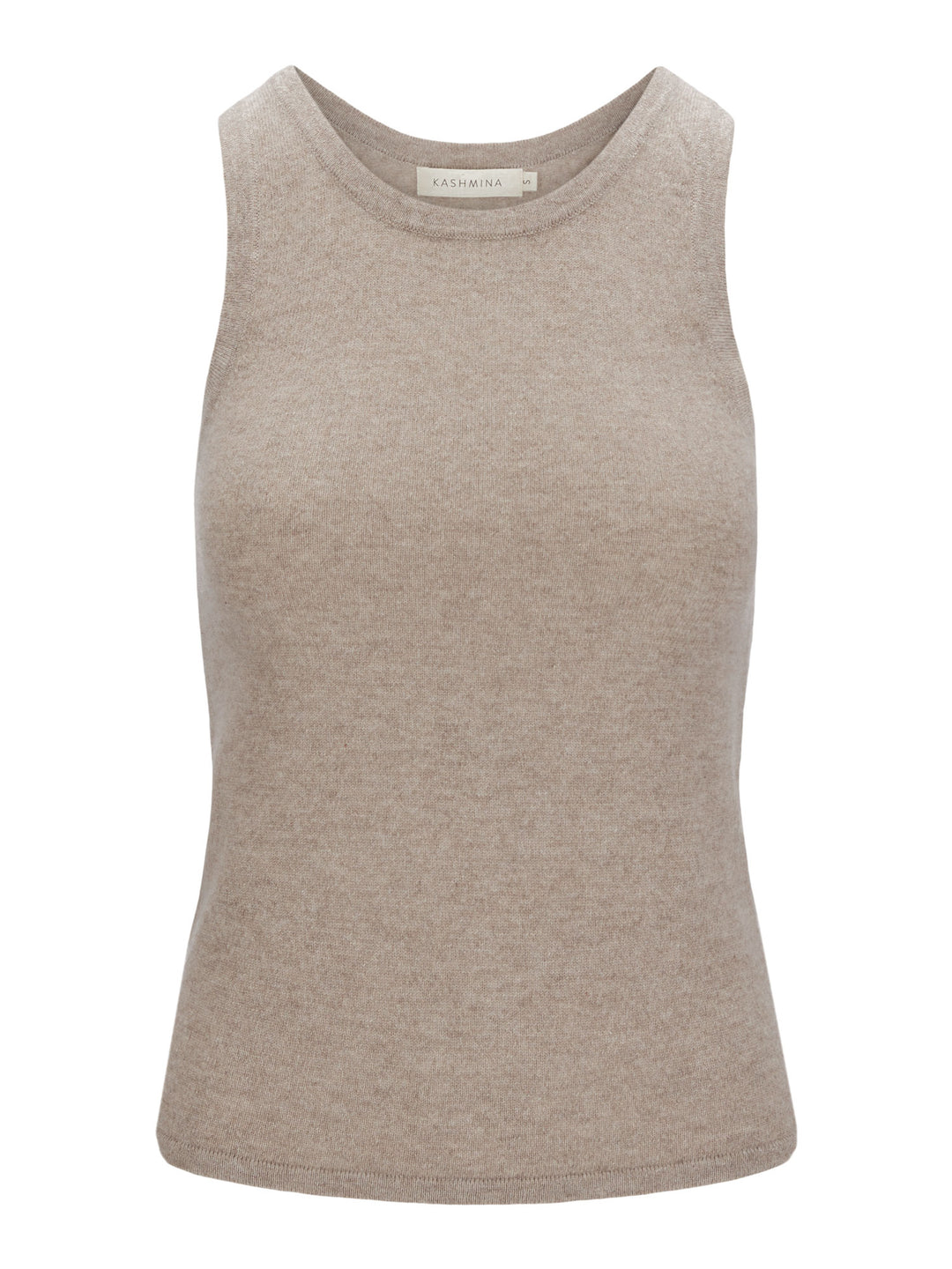 Cashmere singlet "Tyra" in 100% pure cashmere. Scandinavian design by Kashmina. Color: Toast.