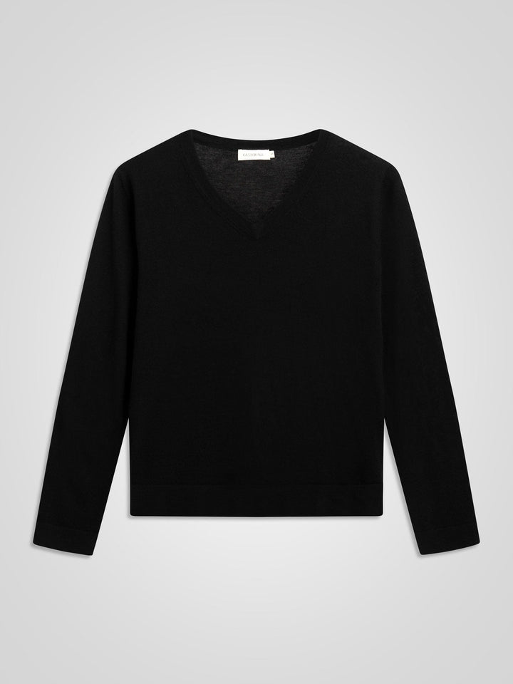 Cashmere sweater "Aina" - Black - 100% pure Cashmere - Scandinavian design - Kashmina of Norway