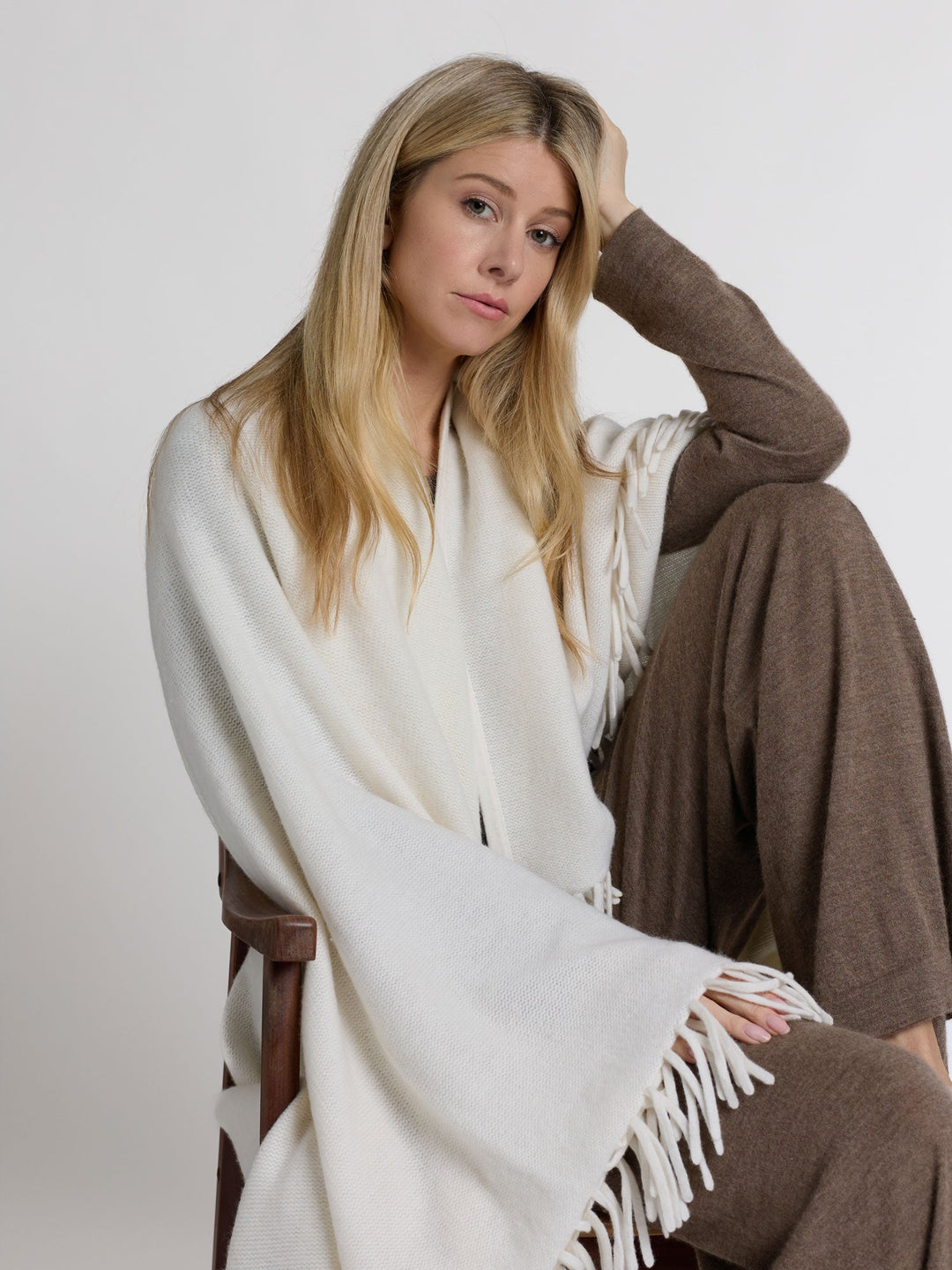Cashmere blanket "Lux" - white - 100% pure Cashmere - Scandinavian design - Kashmina of Norway