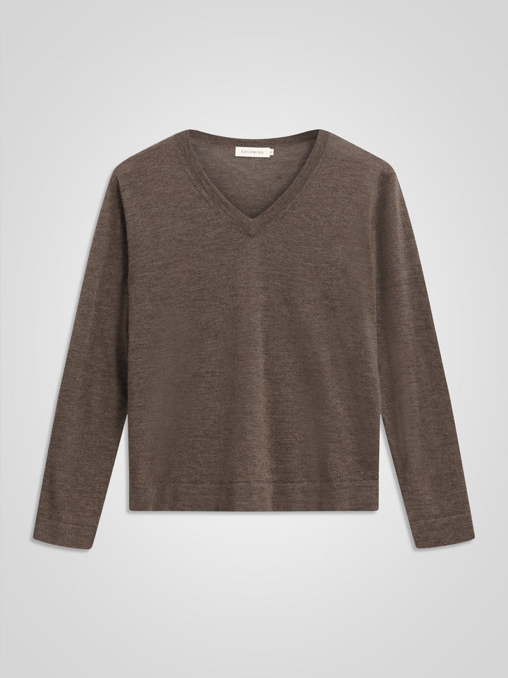 Cashmere sweater "Aina" - Dark toast - 100% pure Cashmere - Scandinavian design - Kashmina of Norway