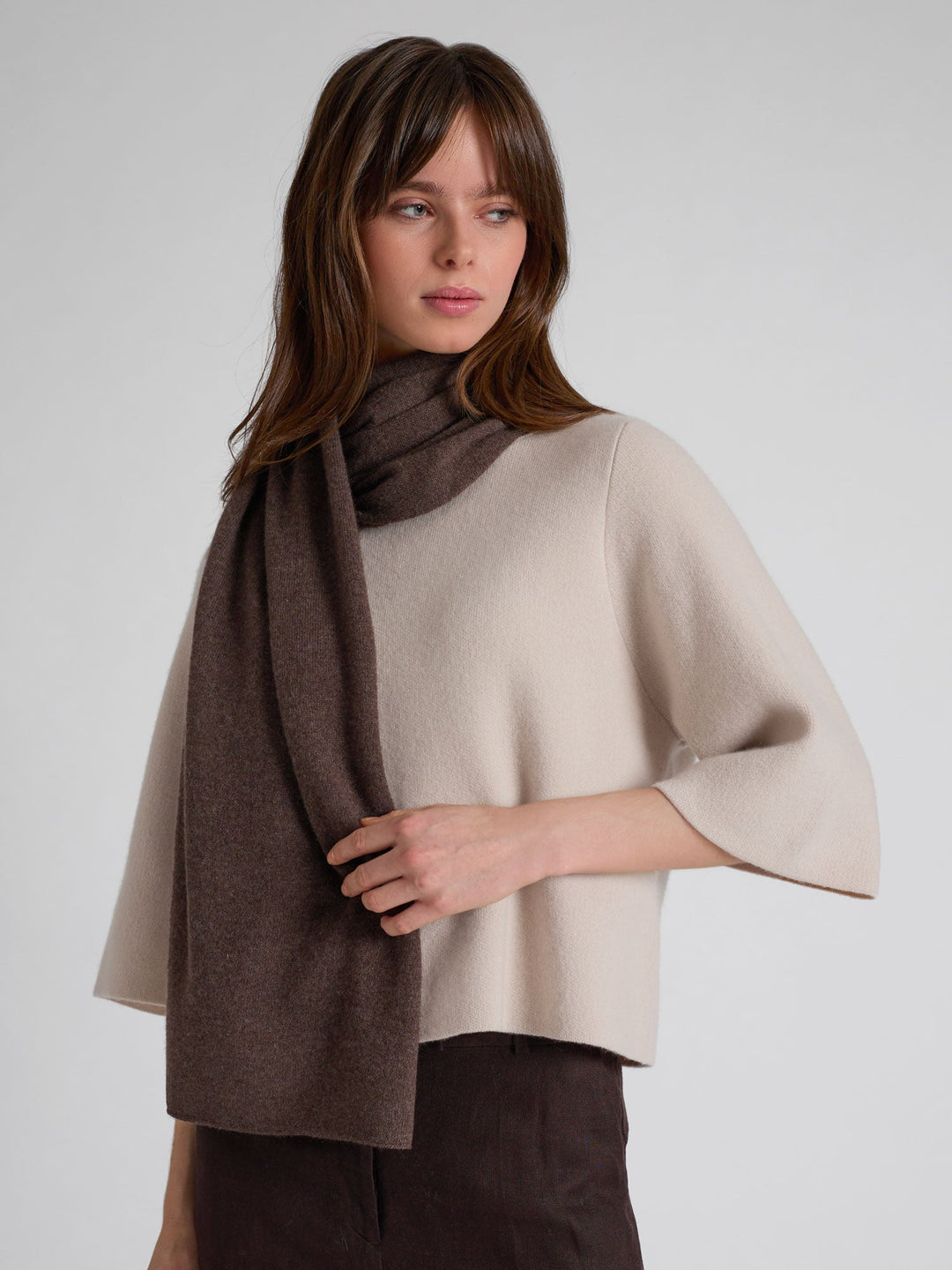 Cashmere scarf "Signature" - dark brown - 100% pure Cashmere - Scandinavian design - Kashmina of Norway