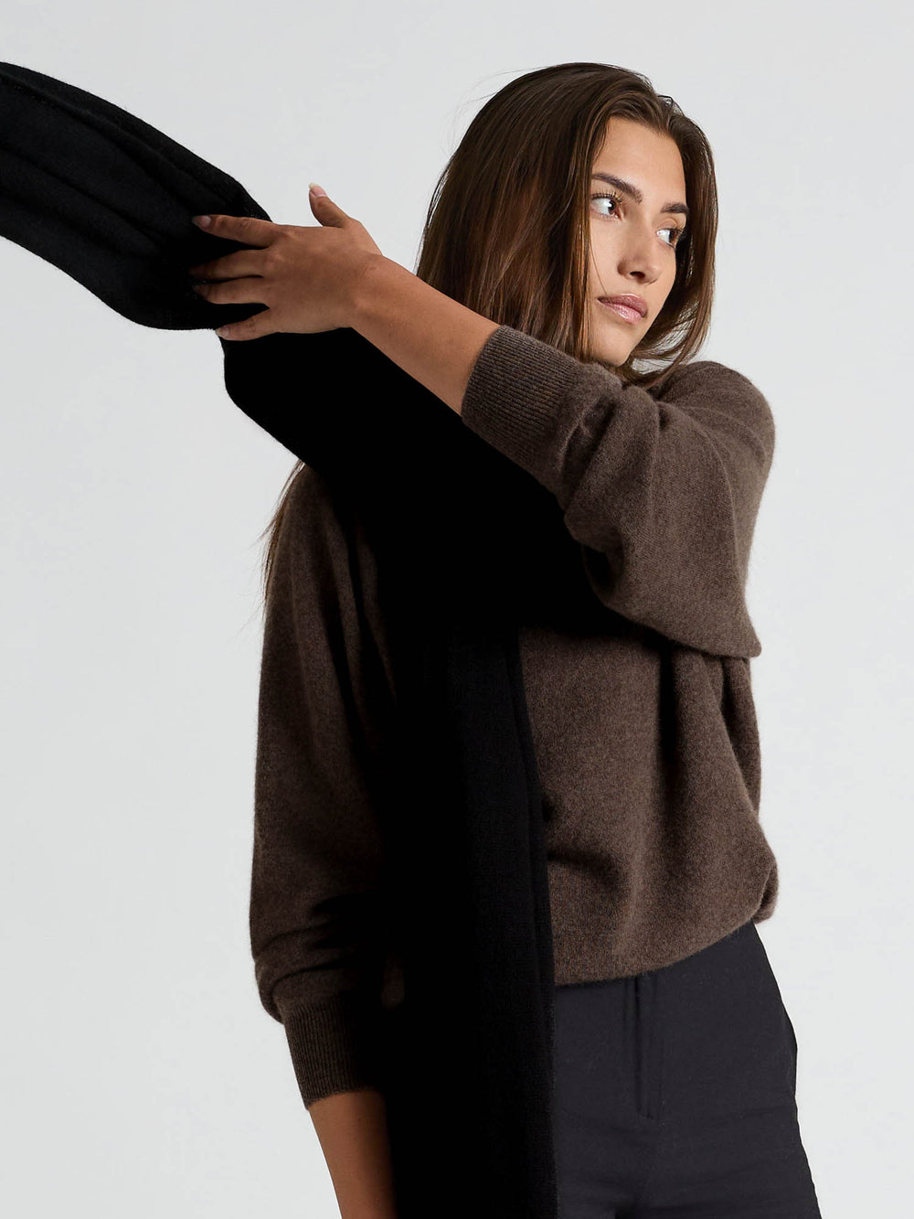 Cashmere scarf "Signature" - black - 100% pure Cashmere - Scandinavian design - Kashmina of Norway