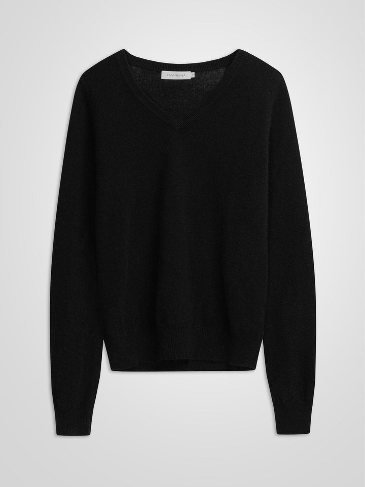 Cashmere sweater "Erle" - Black - 100% pure Cashmere - Scandinavian design - Kashmina of Norway