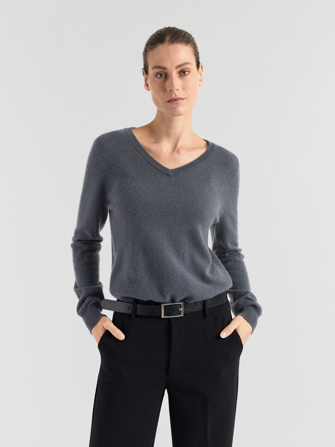 Cashmere sweater "Erle" - Blue fog - 100% pure Cashmere - Scandinavian design - Kashmina of Norway