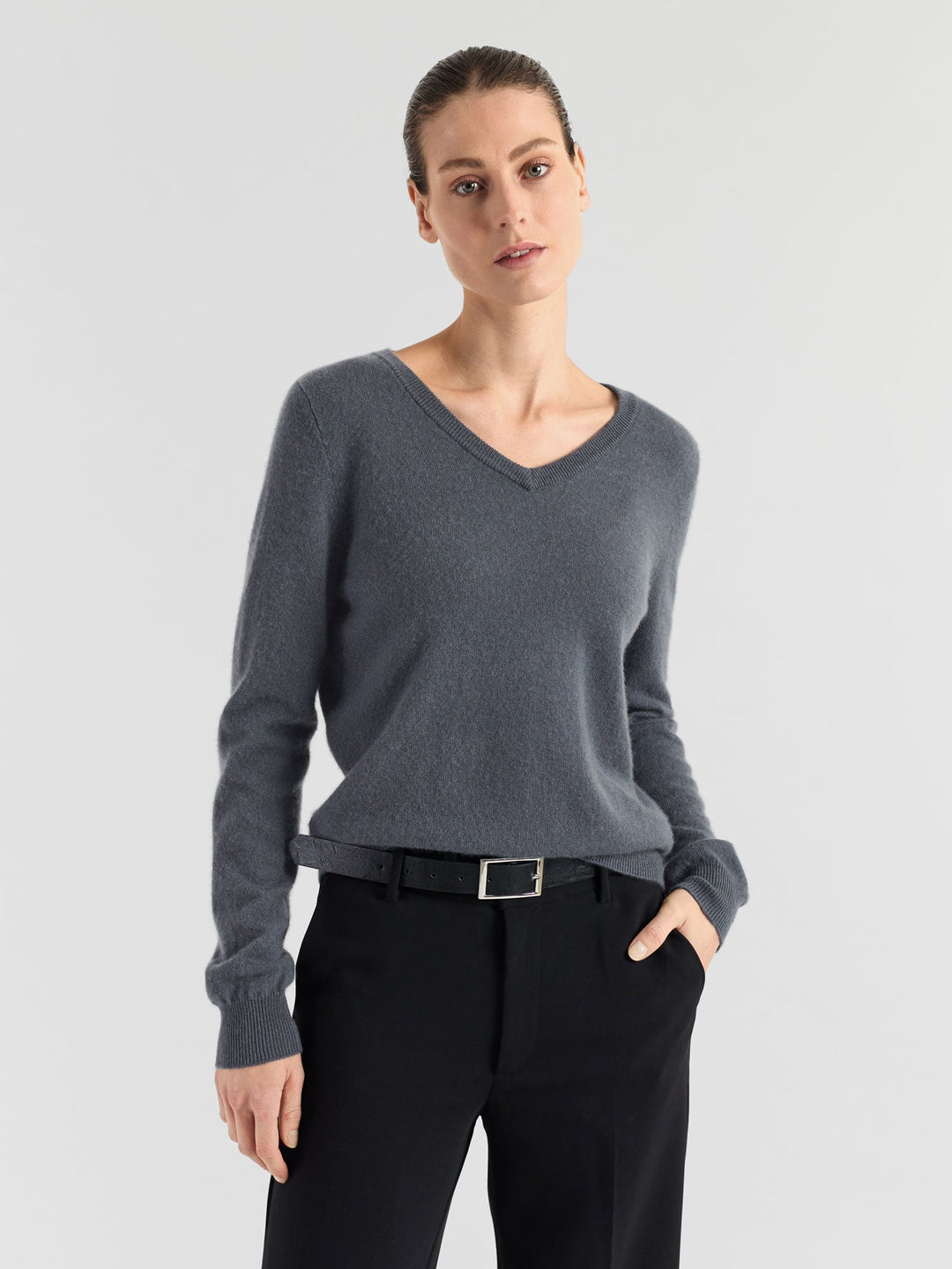 Cashmere sweater "Erle" - Blue fog - 100% pure Cashmere - Scandinavian design - Kashmina of Norway