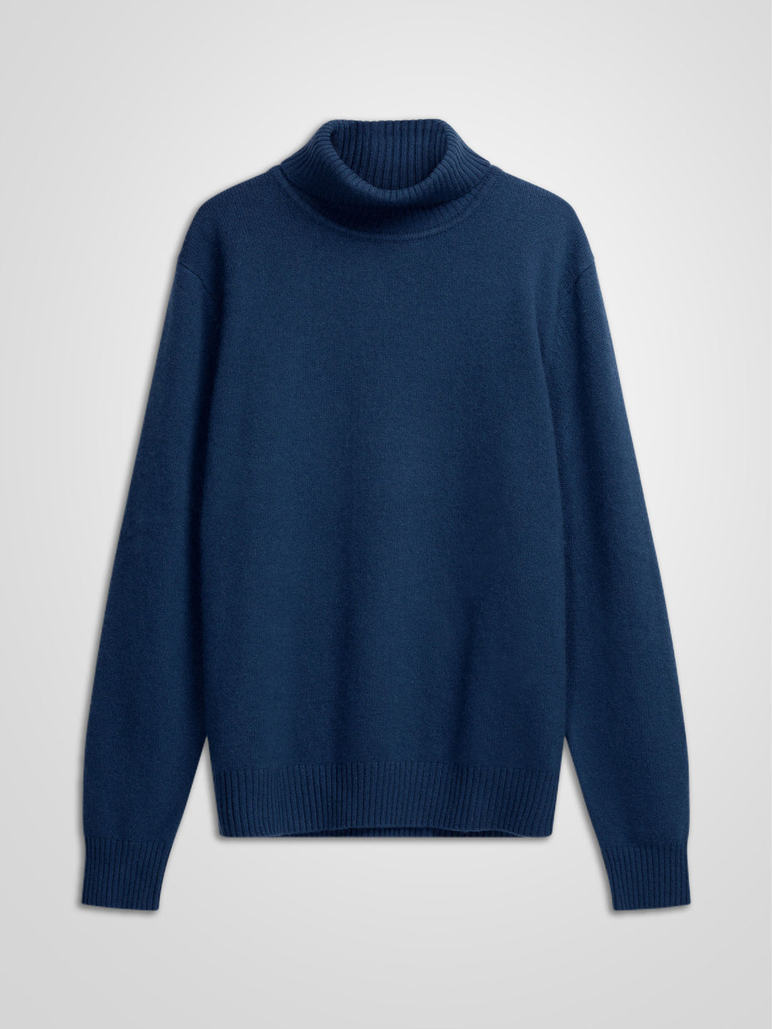 Turtle neck cashmere sweater. 100% cashmere. Scandinavian design. Color: Mountain blue.