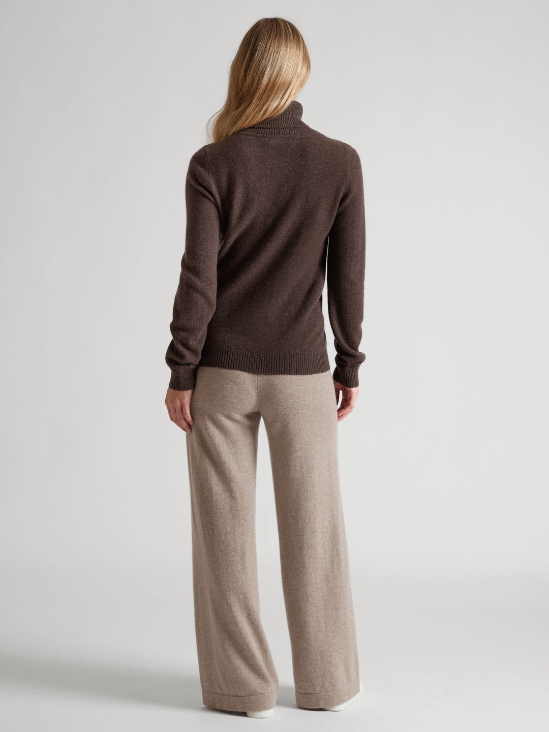 Turtleneck cashmere sweater, Dark Brown color. 100% pure cashmere. Scandinavian design by KASHMINA of Norway.