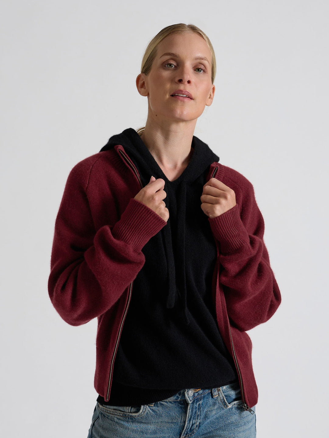 Cashmere jacket "Oline" - Bordeaux - 100% pure Cashmere - Scandinavian design - Kashmina of Norway