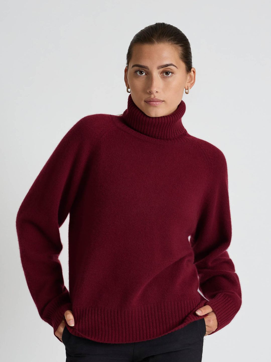 cashmere sweater "Milano" - Bordeaux - 100% pure Cashmere - Scandinavian design - Kashmina of Norway