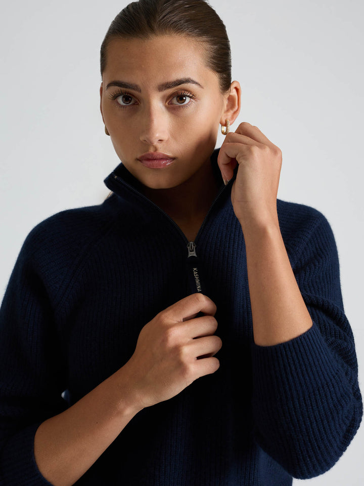 Cashmere sweater "Myra" - Navy