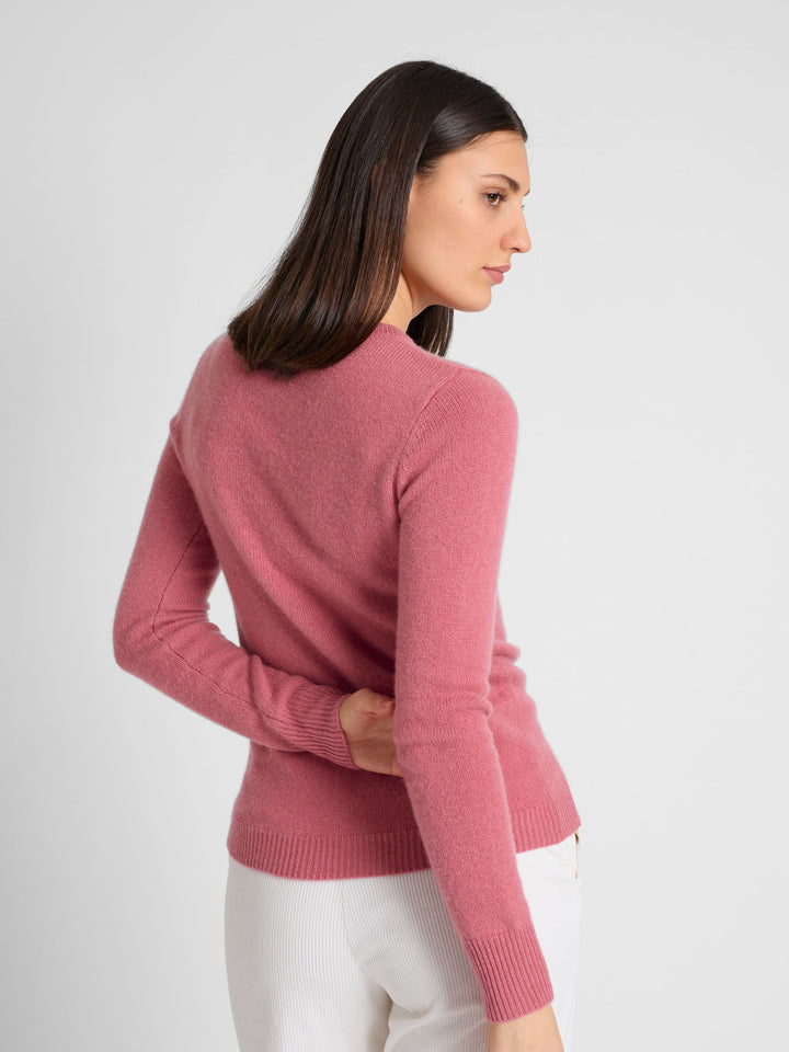 cashmere sweater "Saga", 100% pure cashmere, color Pink Berry, luxury, kashmina norwegian design, sustainable fashion