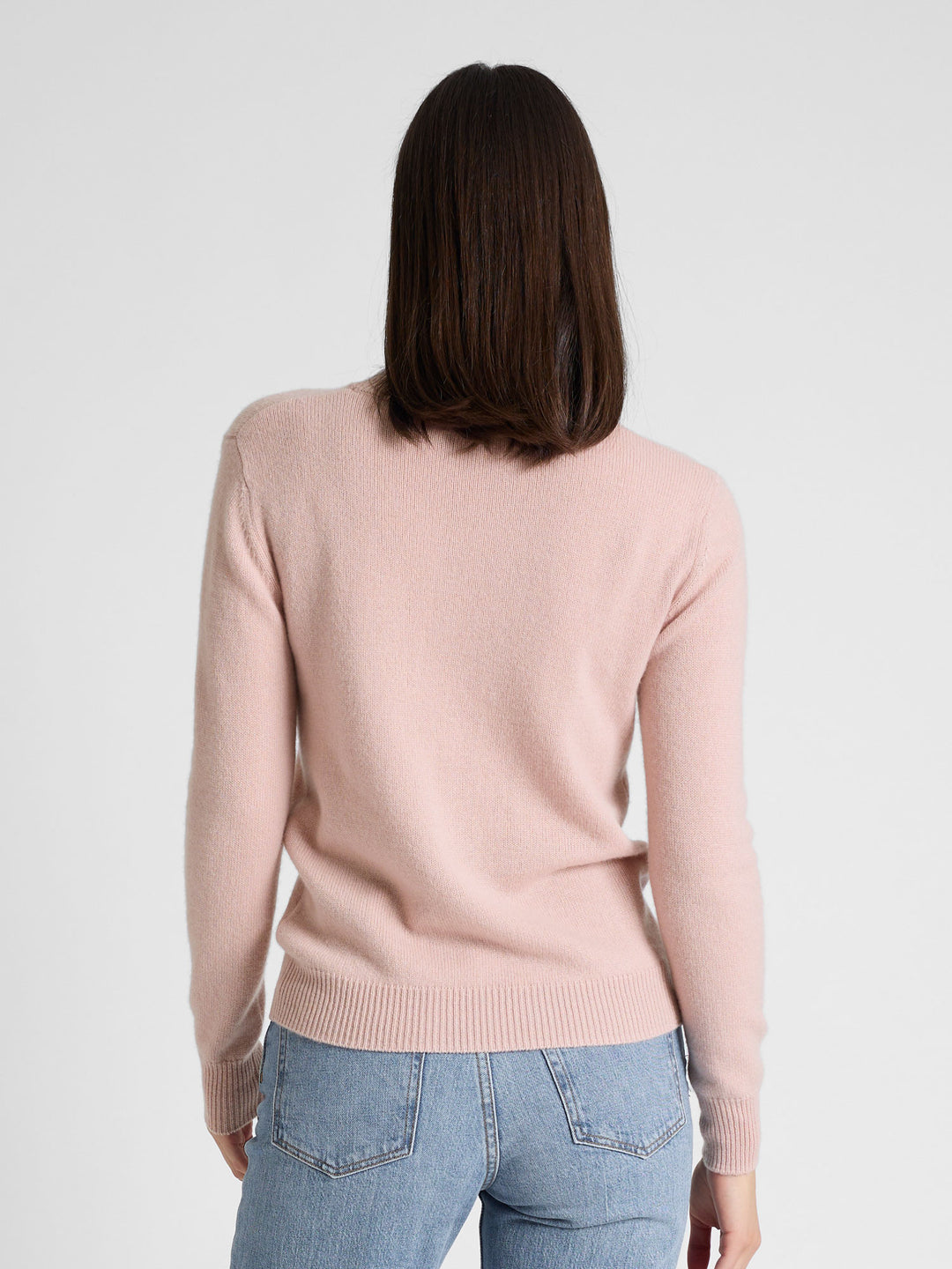 Cashmere round neck sweater Sofia Long beige 100% pure cashmere. Scandinavian design. Color: rose glow