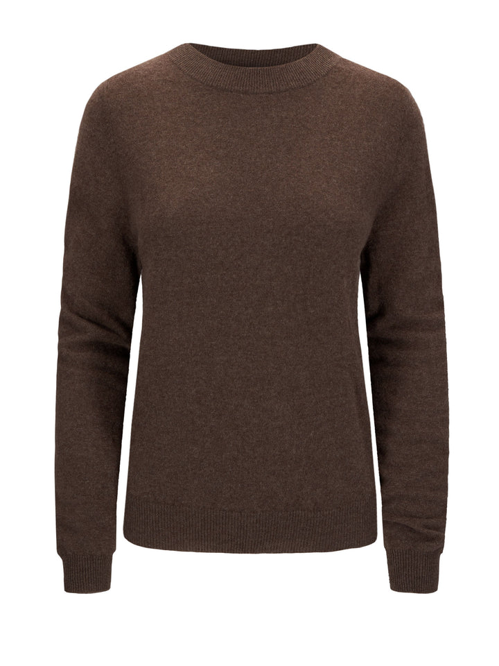 Cashmere sweater "Thora" in 100% pure cashmere. Long sleeves, round neck. Scandinavian design by Kashmina. Color: Dark Brown