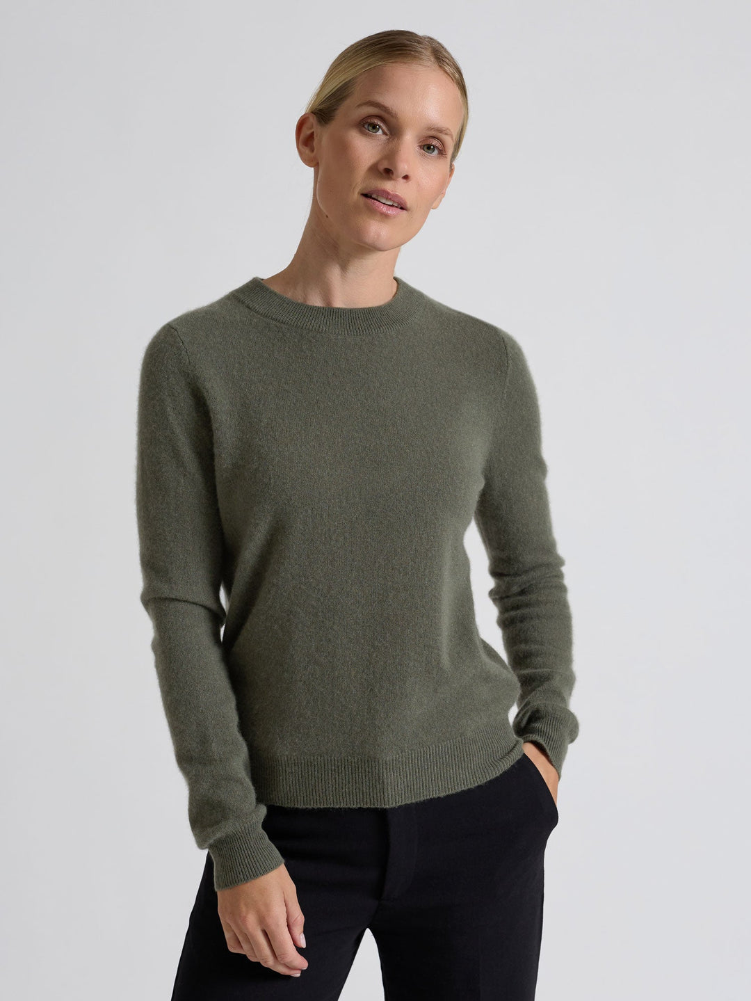 Cashmere sweater "Thora" - Eucalyptus - 100% pure Cashmere - Scandinavian design - Kashmina of Norway