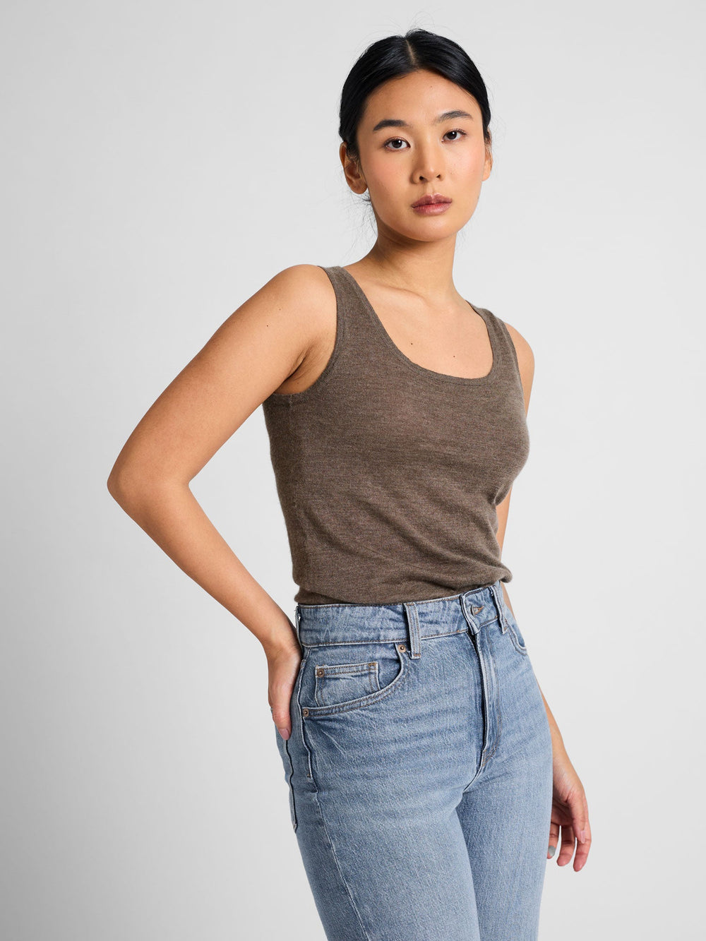 Cashmere top "Skin" - dark toast - 100% pure Cashmere - Scandinavian design - Kashmina of Norway