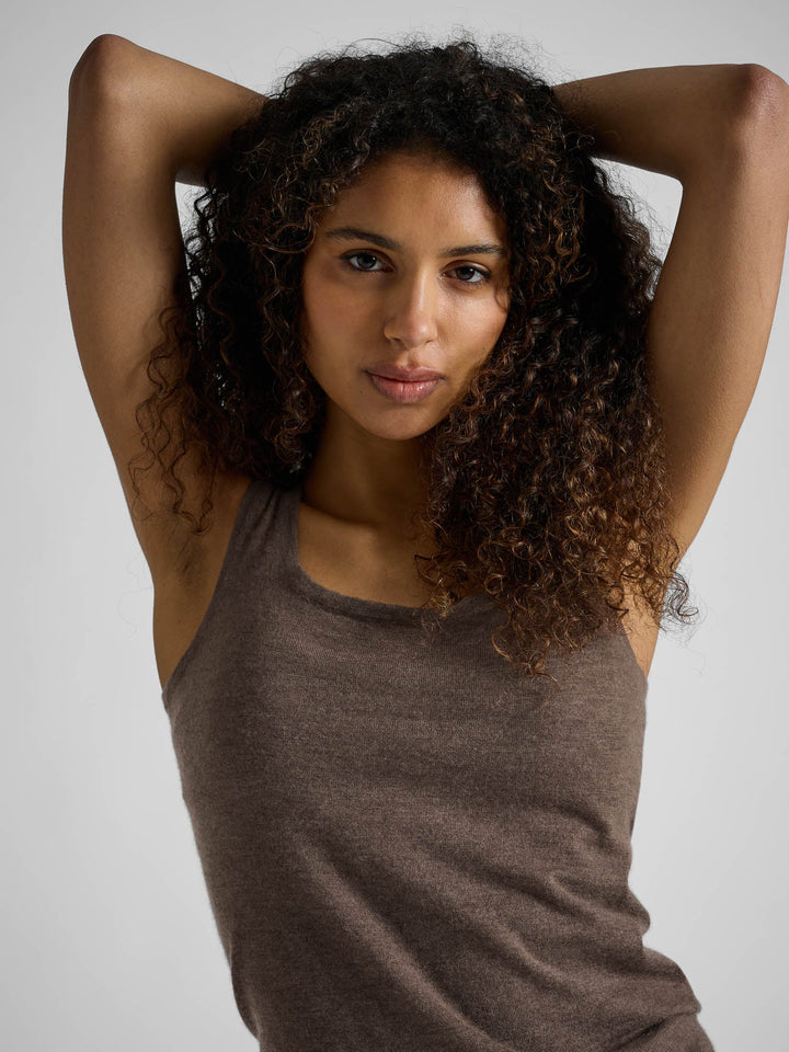 Cashmere top "Skin" - dark toast - 100% pure Cashmere - Scandinavian design - Kashmina of Norway