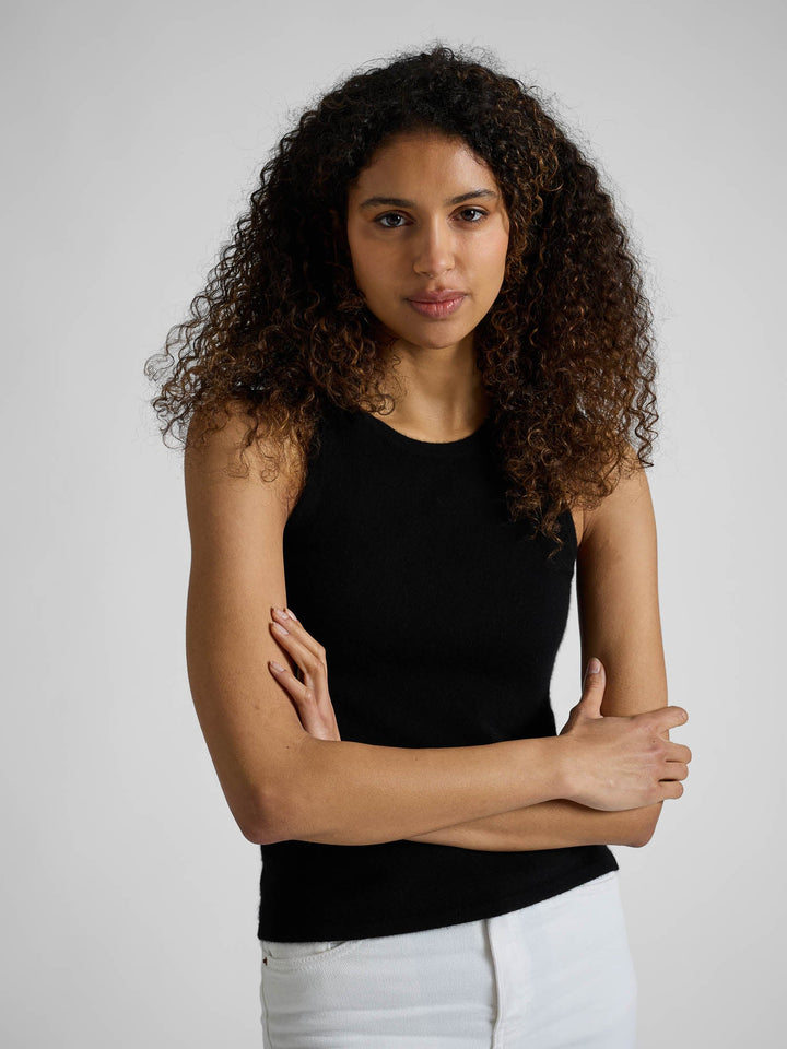 Cashmere singlet "Tyra" - black - 100% pure Cashmere - Scandinavian design - Kashmina of Norway
