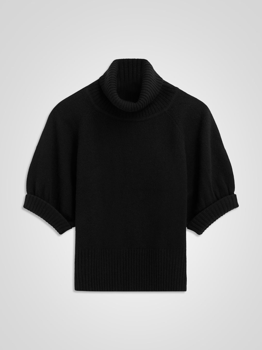 Short sleeved turtle neck cashmere sweater. Color Black. Scandinavian design by Kashmina