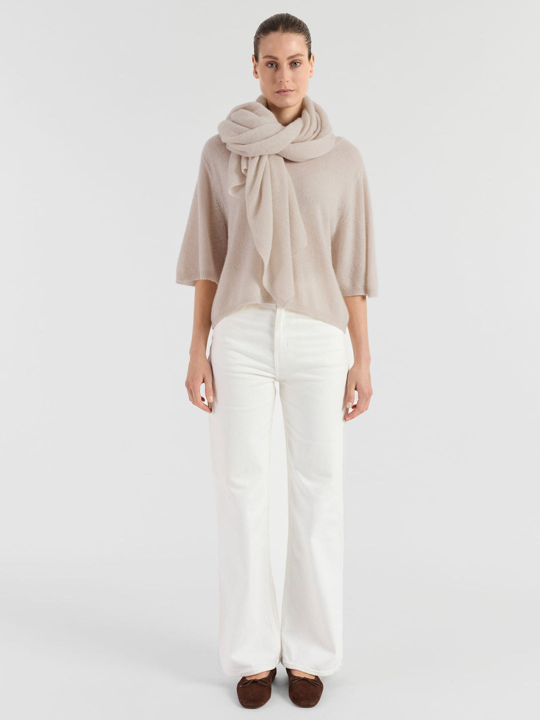 Airy cashmere scarf "Flow" - cream - 100% pure Cashmere - Scandinavian design - Kashmina of Norway
