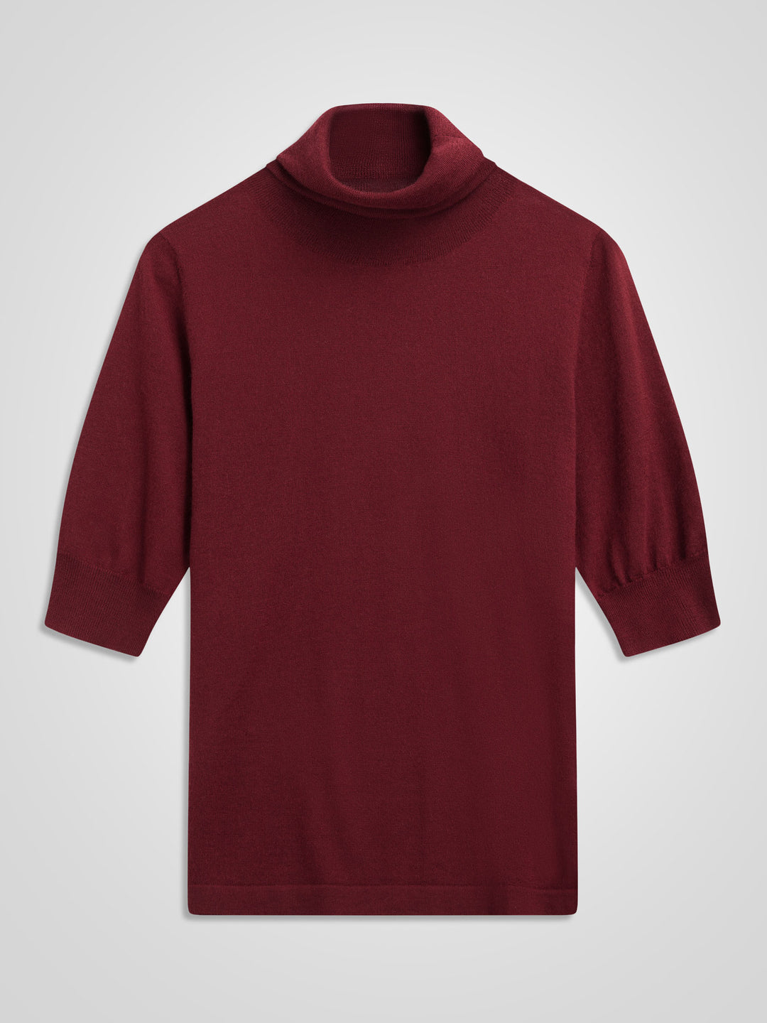 Turtleneck cashmere t-shirt "Agnes" in 100% pure cashmere. Scandinavian design by Kashina. Color: Bordeaux.
