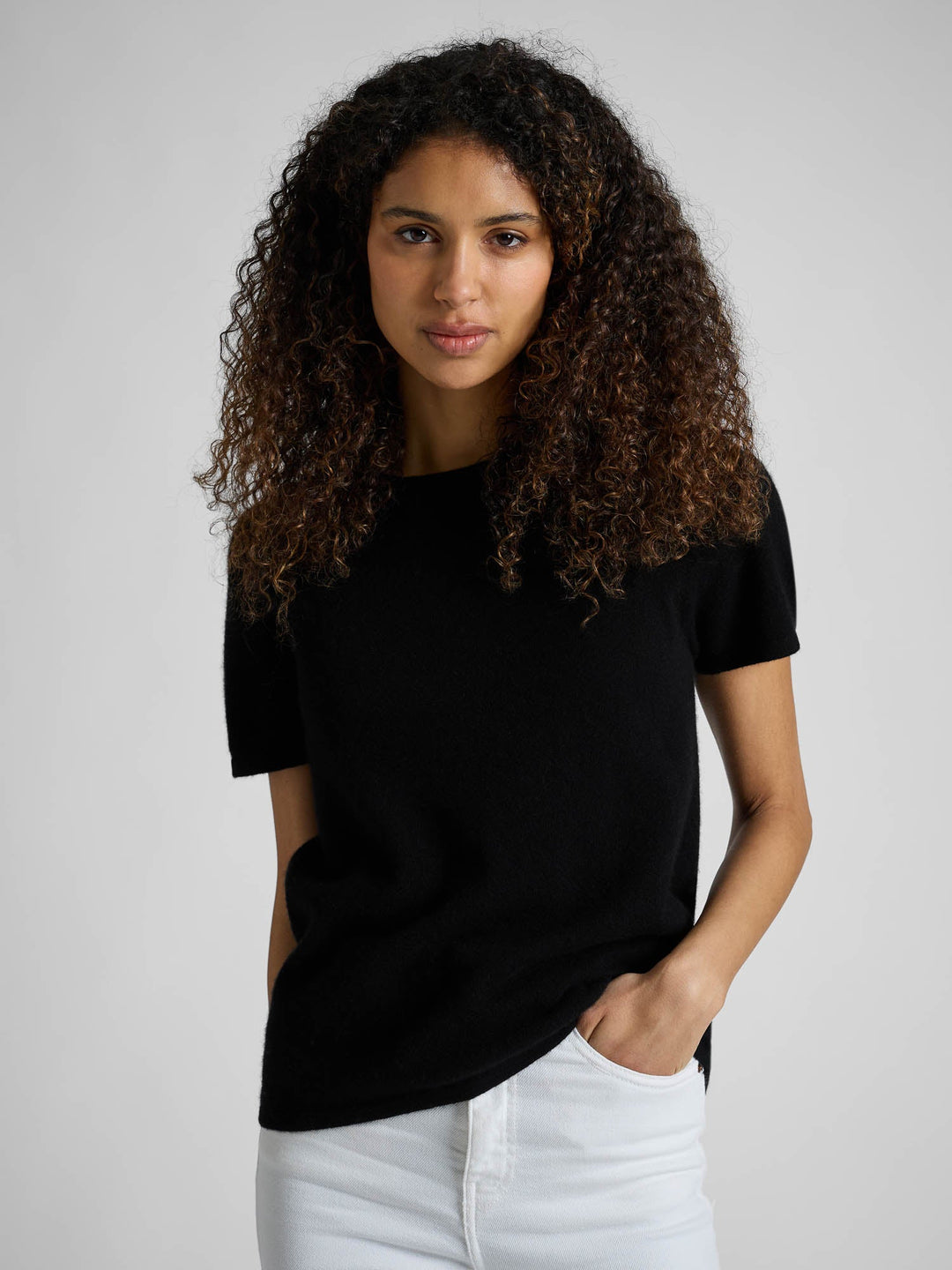 Cashmere T-shirt "Fresh" - black - 100% pure Cashmere - Scandinavian design - Kashmina of Norway