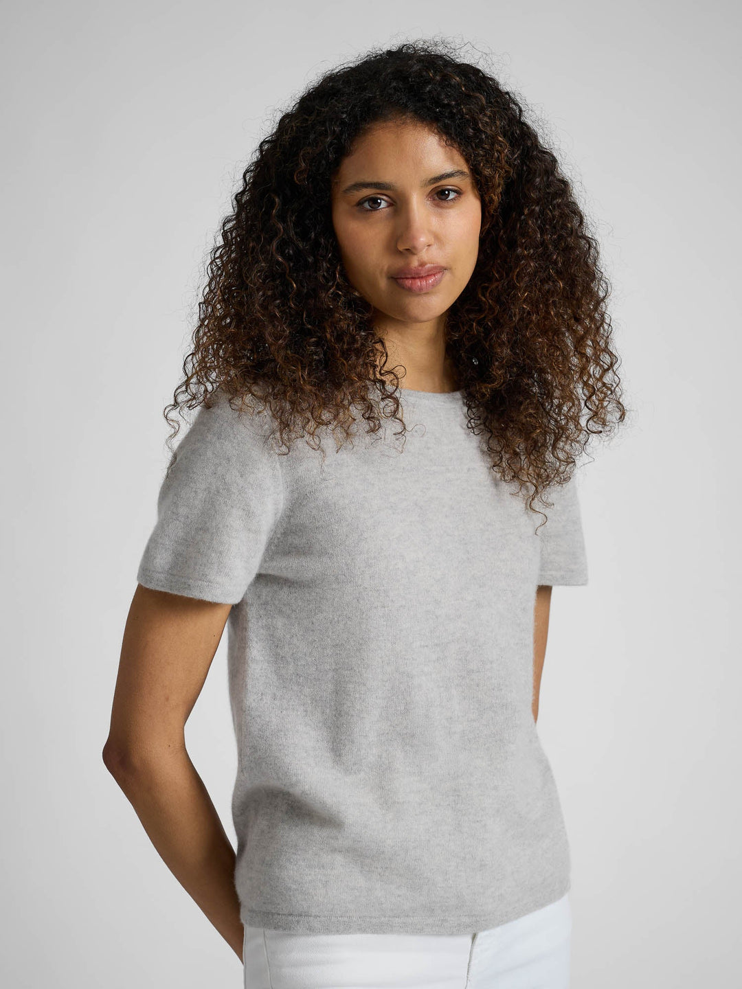 Cashmere T-shirt "Fresh" - light grey - 100% pure Cashmere - Scandinavian design - Kashmina of Norway