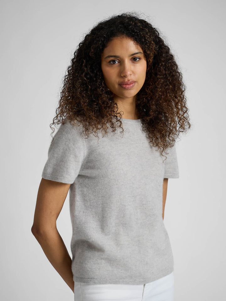 Cashmere T-shirt "Fresh" - light grey - 100% pure Cashmere - Scandinavian design - Kashmina of Norway