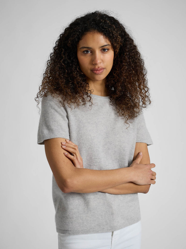 Cashmere T-shirt "Fresh" - light grey - 100% pure Cashmere - Scandinavian design - Kashmina of Norway