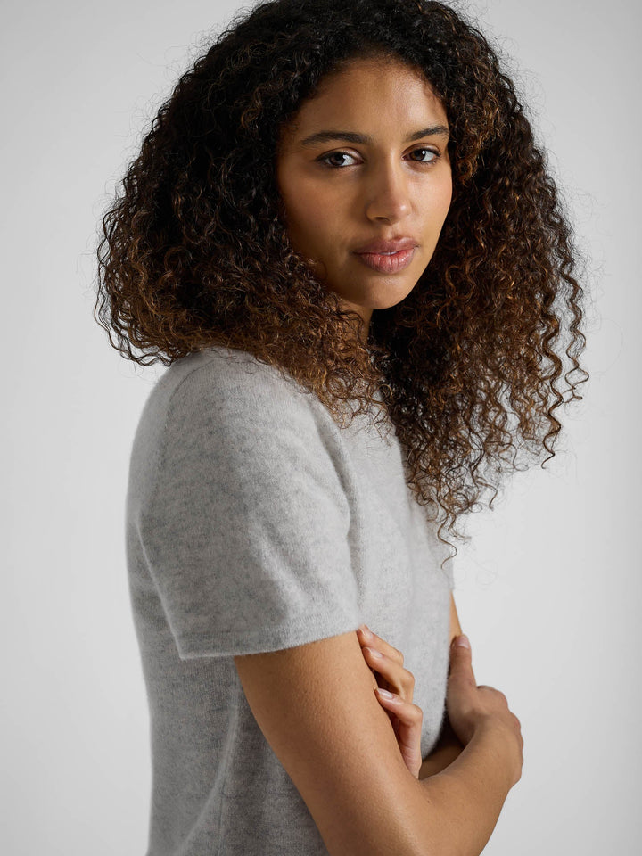 Cashmere T-shirt "Fresh" - light grey - 100% pure Cashmere - Scandinavian design - Kashmina of Norway