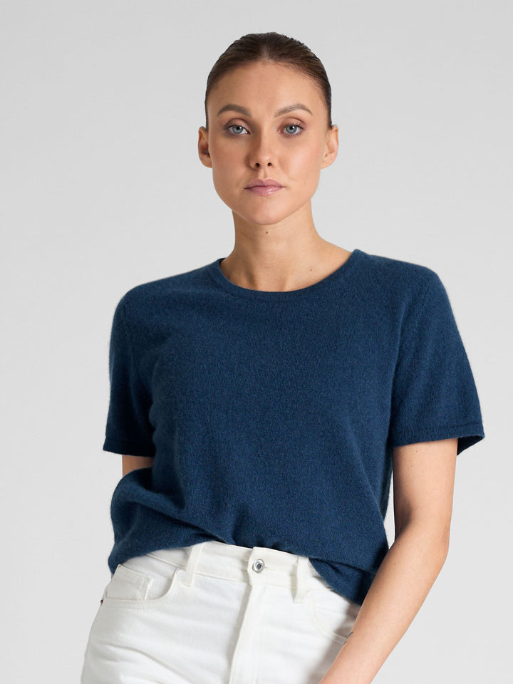 Cashmere T-shirt "Fresh" - mountain blue - 100% pure Cashmere - Scandinavian design - Kashmina of Norway